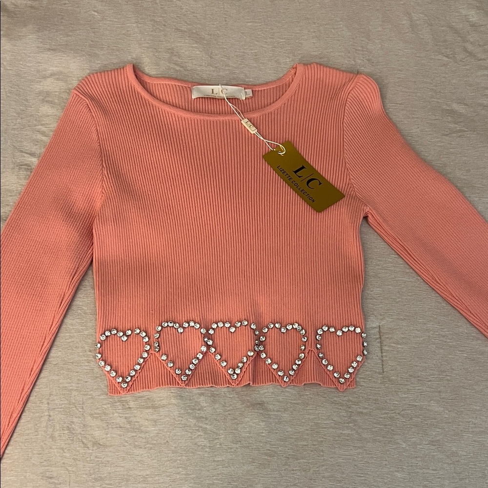 LC Pink Ribbed Long Sleeve Top